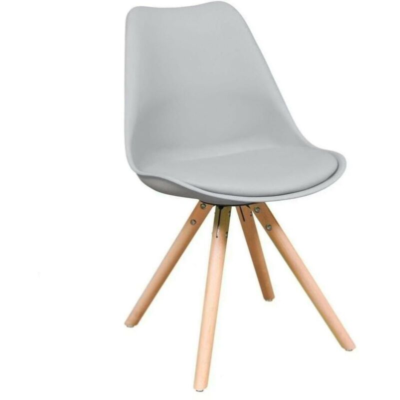 

Silla de comedor RALF asiento de polipropileno y patas de madera | GRIS-03 - GRIS-03