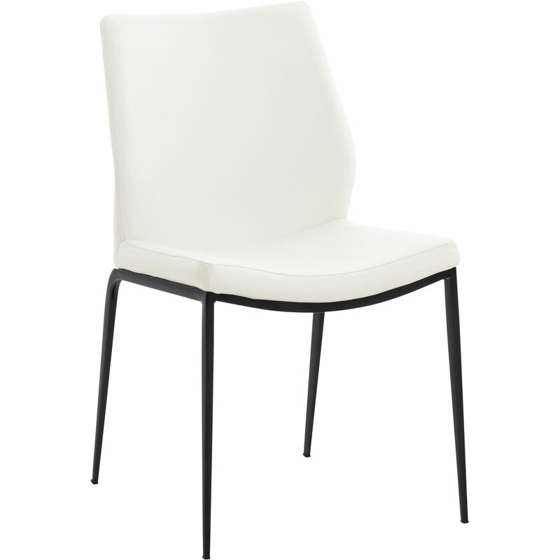 

Silla De Comedor Riverton En Simil Cuero Blanco Metal negro mate