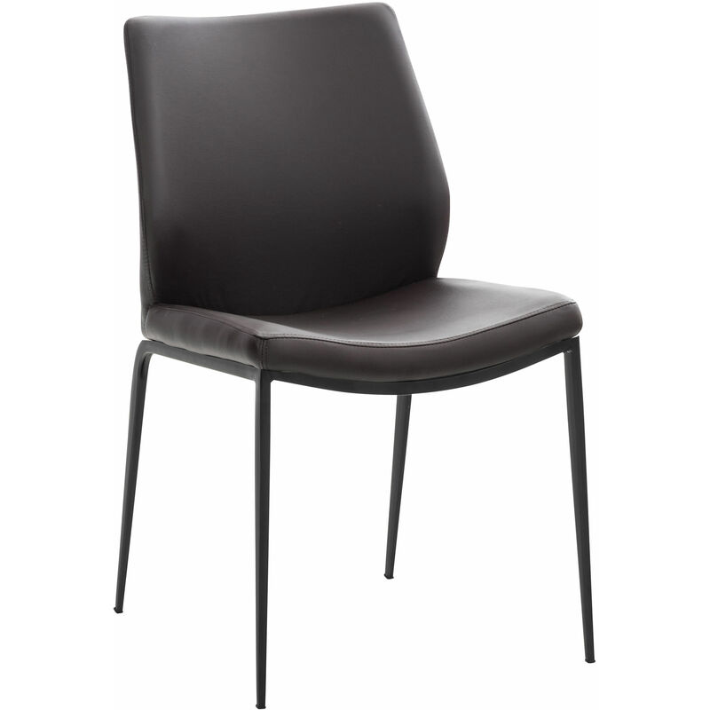 

CLP - Silla De Comedor Riverton En Simil Cuero Marrón Metal negro mate