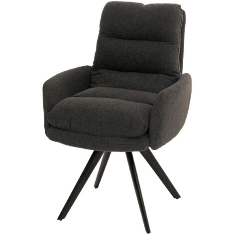 Silla de comedor silla de cocina giratoria posición automática tela/textil rizado mvg gris oscuro con reposabrazos 040006288