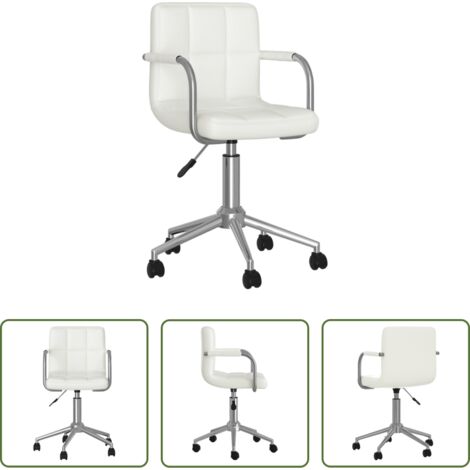 Silla de comedor -  Silla de comedor giratoria cuero sintético blanco