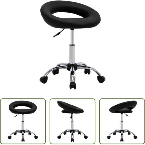 Silla de comedor -  Silla de comedor giratoria cuero sintético negro