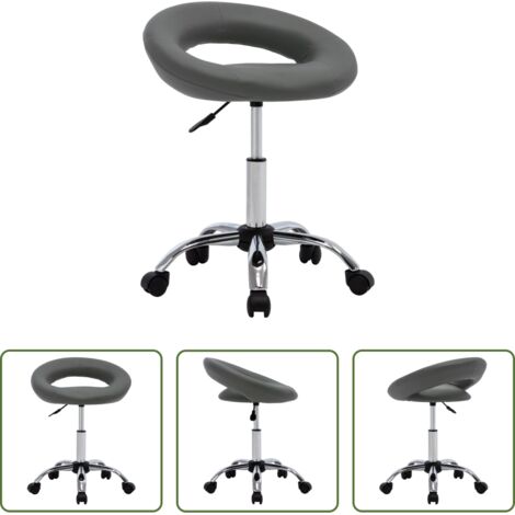Silla de comedor -  Silla de comedor giratoria de cuero sintética gris