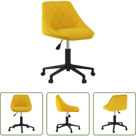 Silla de comedor -  Silla de comedor giratoria de terciopelo amarillo mostaza