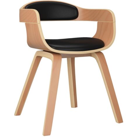 Silla de comedor silla de oficina de diseño moderno en madera curvada y PVC negro DEC025178