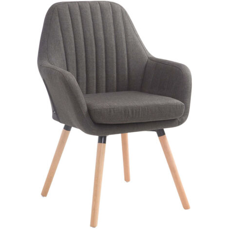 Silla de comedor sillón de dormitorio tocador en tela gris oscuro con patas de madera clara 100008537