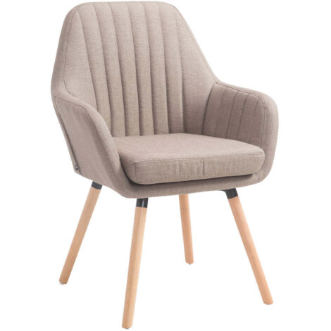 Silla de comedor sillón de dormitorio tocador en tela topo con patas de madera clara 100008430