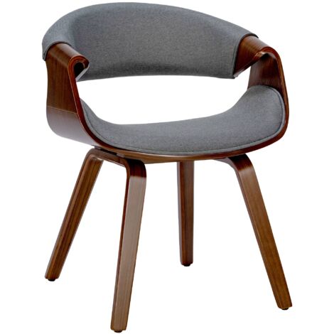 Silla de comedor sillón de oficina sin ruedas asiento de tela gris pies de madera FAL101550