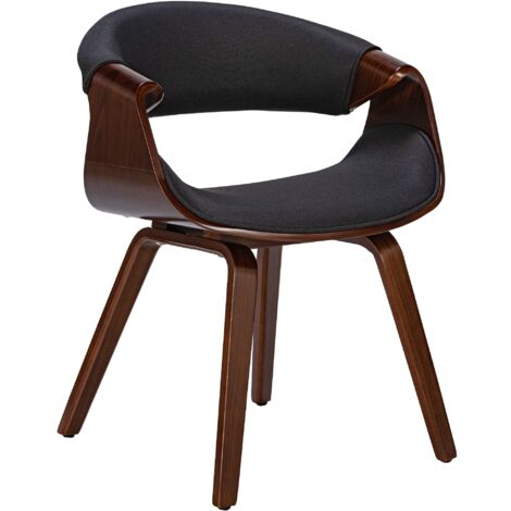 Silla de comedor sillón de oficina sin ruedas asiento en tela negra pies de madera FAL101549