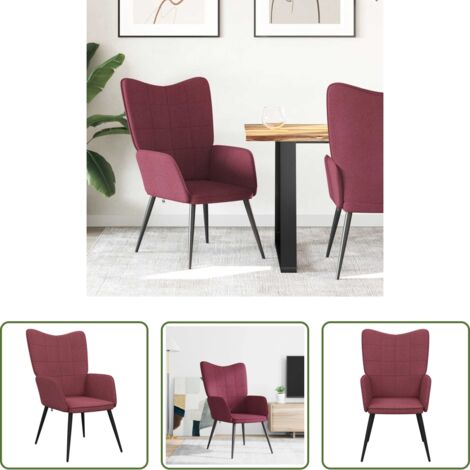 Silla de comedor -  Sillón de relax de tela color rojo tinto