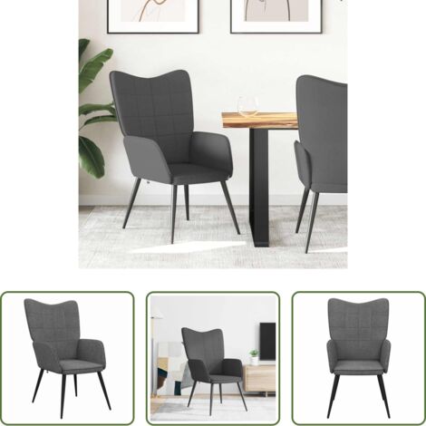 Silla de comedor -  Sillón de relax de tela gris oscuro