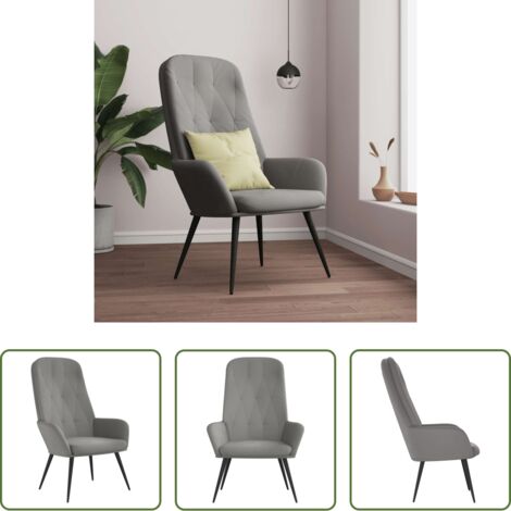 Silla de comedor -  Sillón de relax de terciopelo gris claro