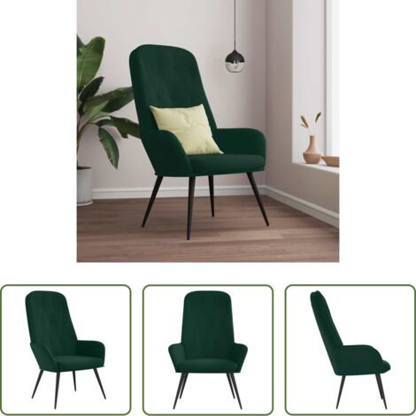 Silla de comedor -  Sillón de relax de terciopelo verde oscuro
