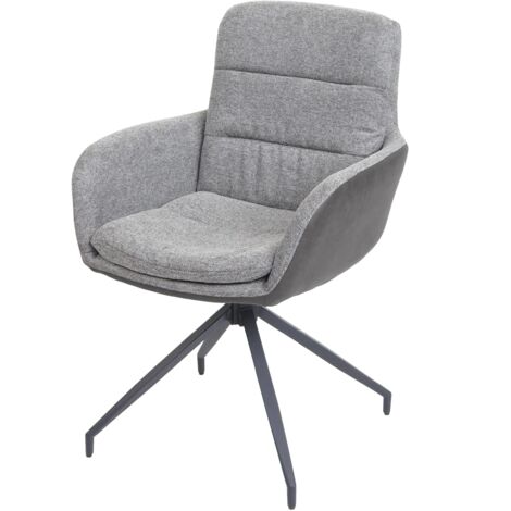 Silla de comedor sillón giratorio con reposabrazos en tela gris oscuro 040006334