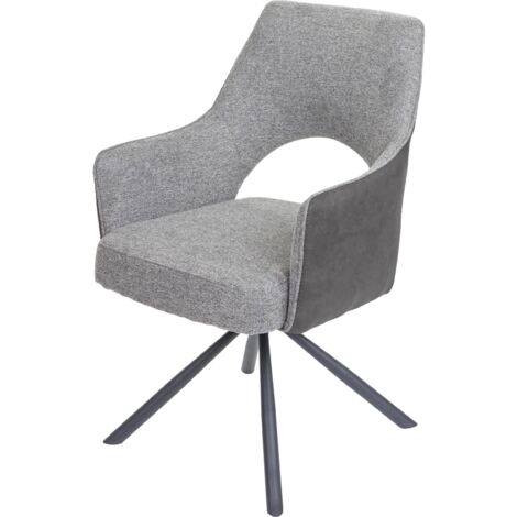 Silla de comedor sillón giratorio de tela gris oscuro/estructura de trípode de metal textil 040006330