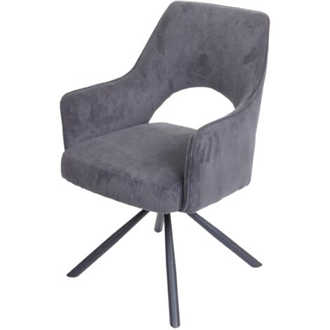 Silla de comedor sillón giratorio en tejido de pana gris oscuro 040006332