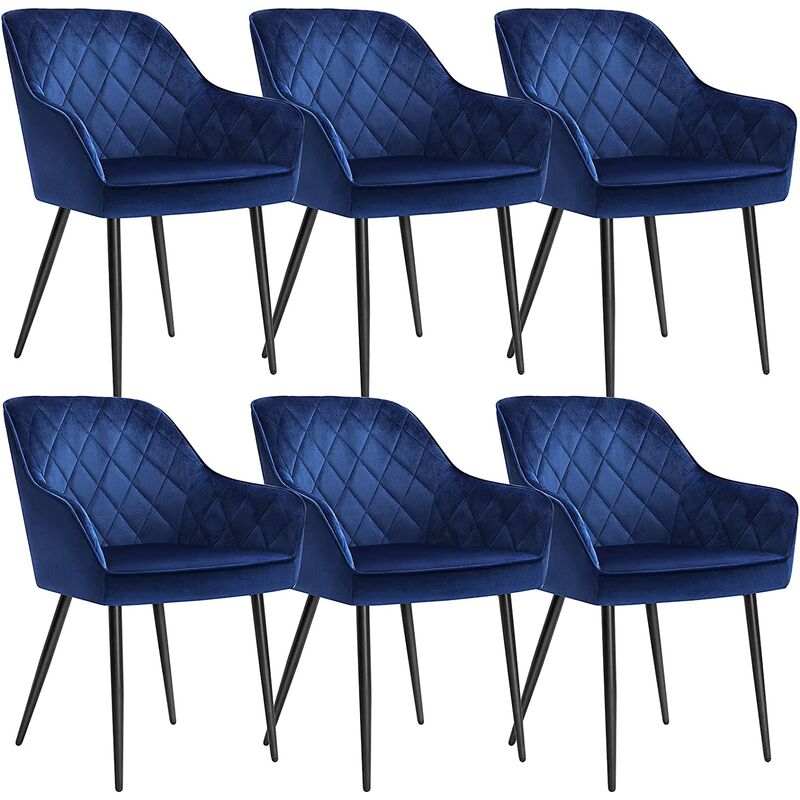 

Songmics - Silla de Comedor, juego de 6 Sillón, Silla Tapizada con Reposabrazos, Asiento de 49 cm de Ancho, Patas Metálicas, Forro de Terciopelo,