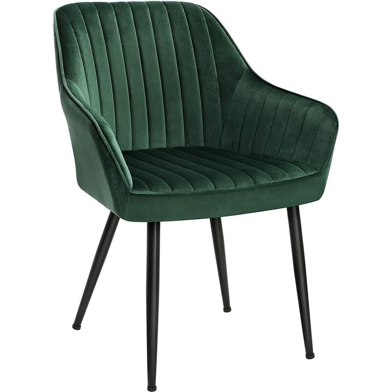 

Silla de Comedor, Sillón, Silla Tapizada con Reposabrazos, Asiento de 49 cm de Ancho, Patas Metálicas, Forro de Terciopelo, Carga de 110 kg, para