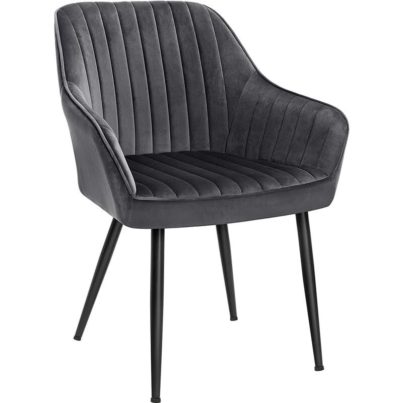 

Silla de Comedor, Sillón, Silla Tapizada con Reposabrazos, Asiento de 49 cm de Ancho, Patas Metálicas, Forro de Terciopelo, Carga de 110 kg, para