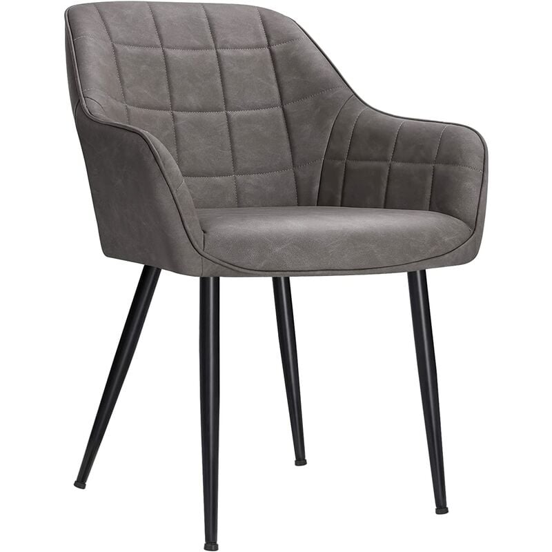 

Songmics - Silla de Comedor, Sillón, Silla Tapizada con Reposabrazos, Forro de PU con Efecto Vintage, Patas Metálicas, Carga de 110 kg, para