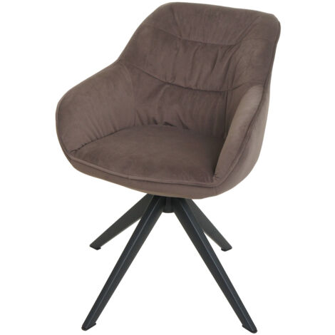 Silla de comedor tapizada con reposabrazos giratorio en tela metálica/textil marrón 040006328