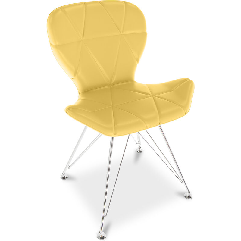 

Silla de comedor Tapizada Diseño Escandinavo Patas Cromadas - Maxe Amarillo