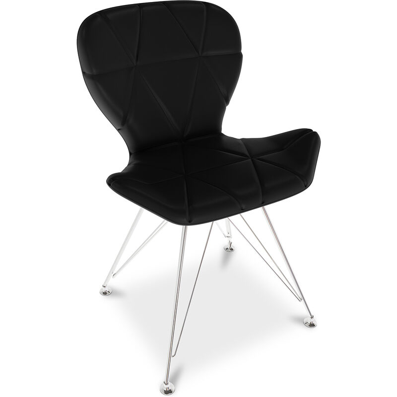 

Silla de comedor Tapizada Diseño Escandinavo Patas Cromadas - Maxe Negro