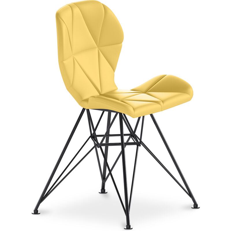 

Silla de comedor Tapizada Diseño Escandinavo Patas Negras - Maxe Amarillo