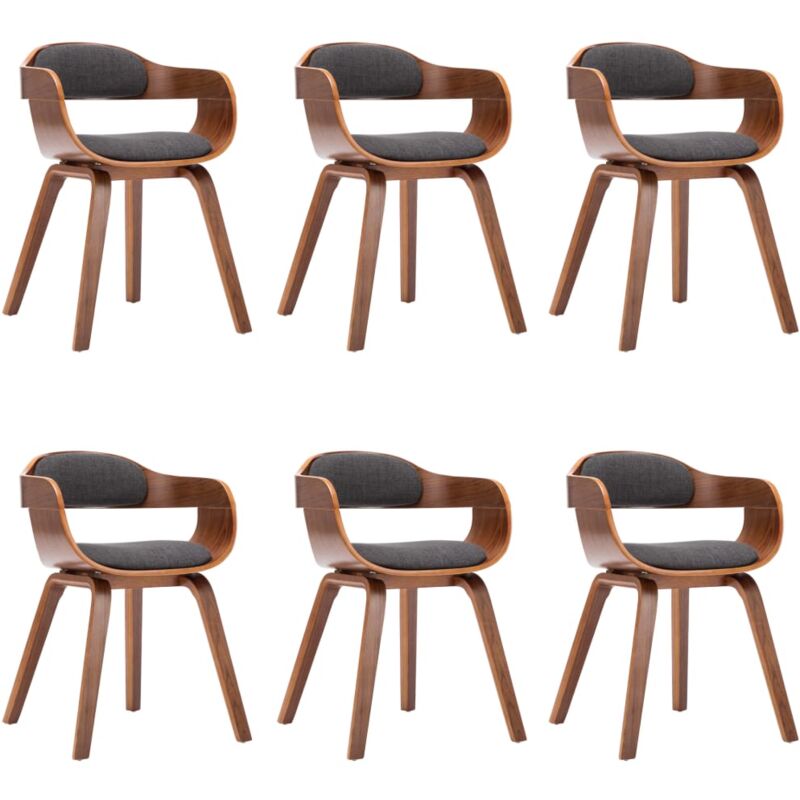 

Madera Curvada Silla de Comedor Tela Gris Oscuro 6 Unidades - Gris - Vidaxl
