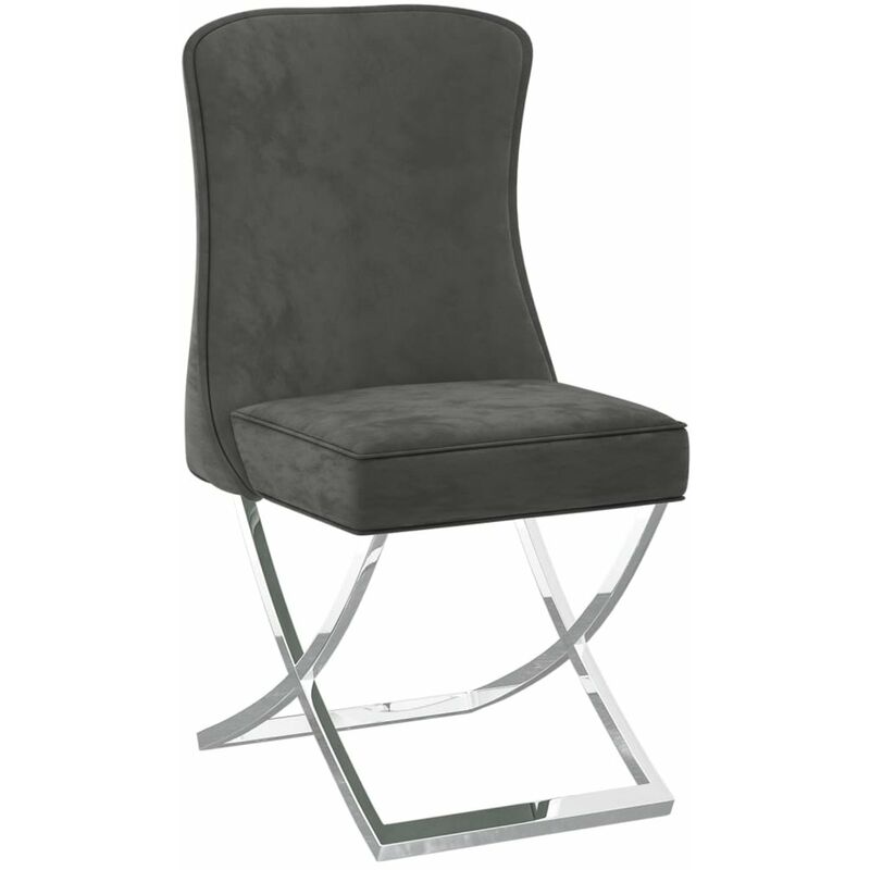 

Happyshopping - Silla de comedor terciopelo acero inoxidable gris 53x52x98 cm
