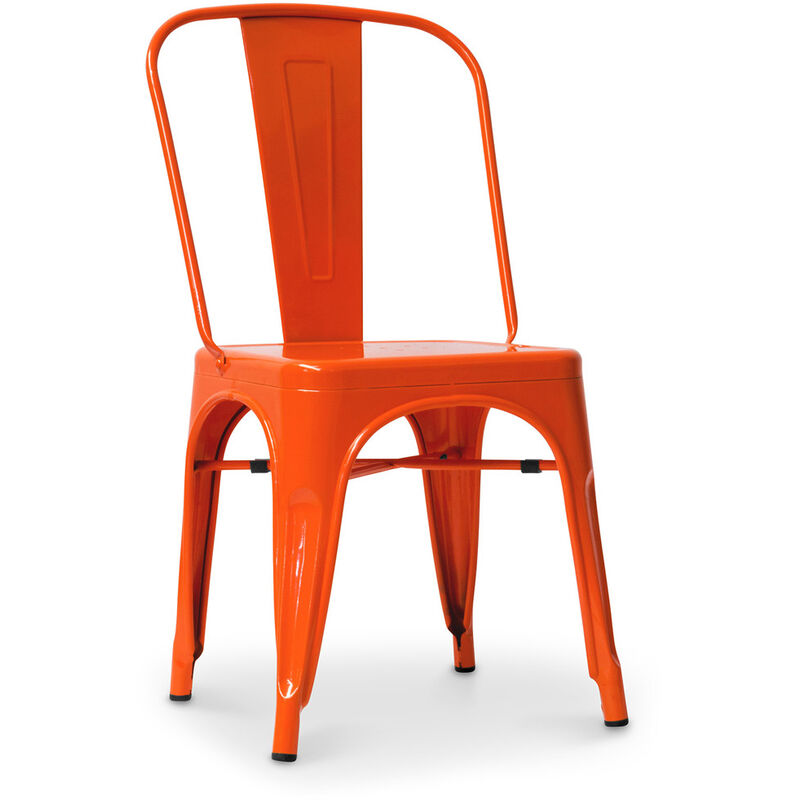 

Privatefloor - Silla de comedor Stylix Asiento Cuadrado Diseño Industrial en Acero - New Edition Naranja Hierro, Metal