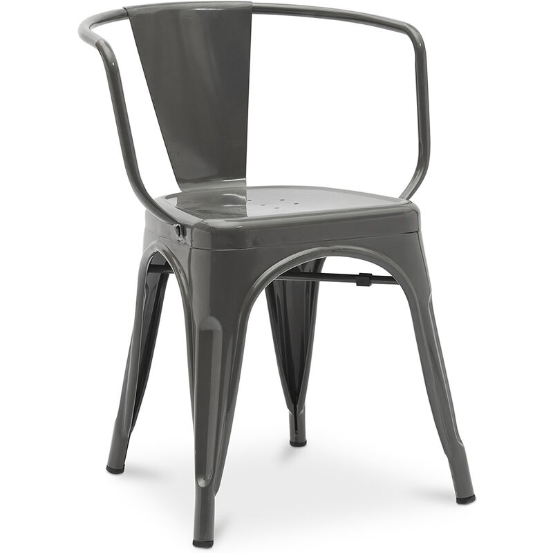 

Silla de comedor Stylix con Reposabrazos Diseño Industrial en Acero - New Edition Gris oscuro Acero