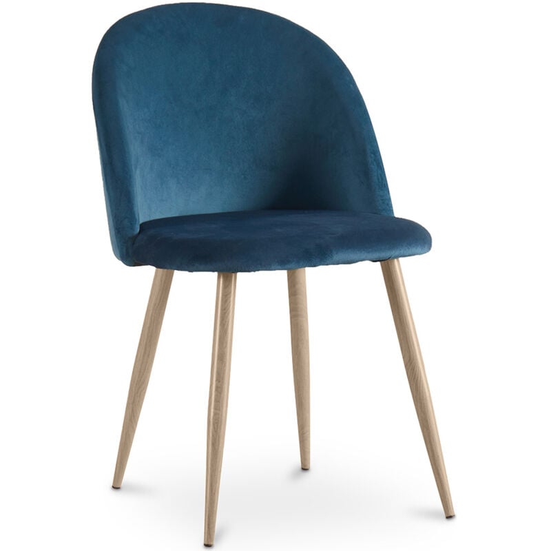 

Silla de Comedor Vintage Tapizada Terciopelo Escandinava Diseño Retro Patas de Madera - Evelyne Azul oscuro Metal con pintura de transferencia de