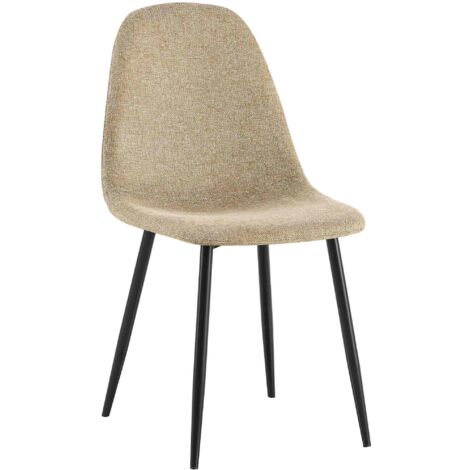 Silla de comedor x1 cómoda silla acolchada y diseño moderno en tela topo estructura de metal negro 100007167