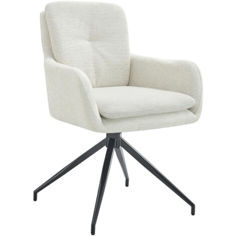 Silla de comedor x1 cómoda y moderna función giratoria tela crema estructura de metal 100007174