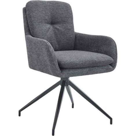 Silla de comedor x1 cómoda y moderna función giratoria tela gris oscuro estructura de metal 100007176