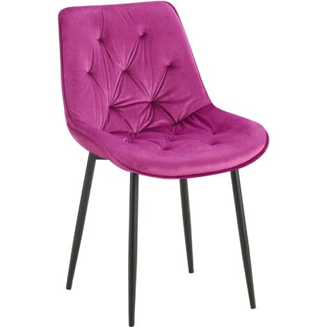 Silla de comedor x1 con asiento y respaldo tapizado en terciopelo morado y metal negro 100007660