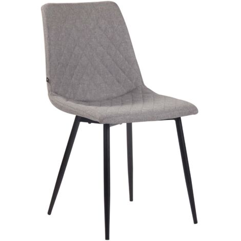 Silla de comedor x1 con costura decorativa de rombos asiento de tela gris y patas de metal negro 100007279