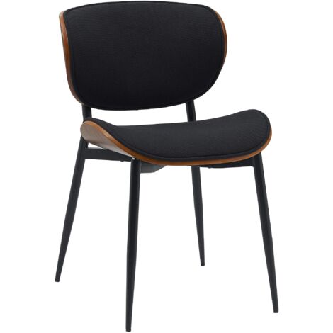 Silla de comedor x1 diseño de tela negra con carcasa de madera de nogal y estructura de metal resistente 100008643