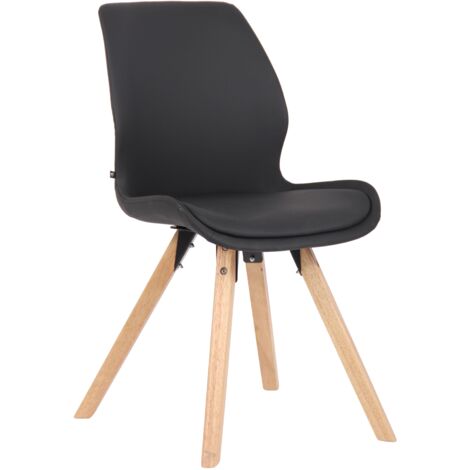 Silla de comedor x1 Diseño escandinavo en PVC negro y patas cuadradas de madera clara 100002297