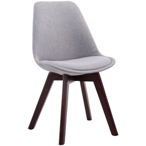Silla de comedor x1 diseño escandinavo en tela gris y base de 4 patas en madera marrón 100003303