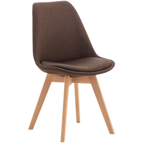 Silla de comedor x1 diseño escandinavo en tela marrón y patas de madera clara 100002289