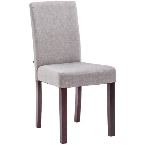 Silla de comedor x1 diseño moderno en tela gris claro y patas de madera marrón 100002030