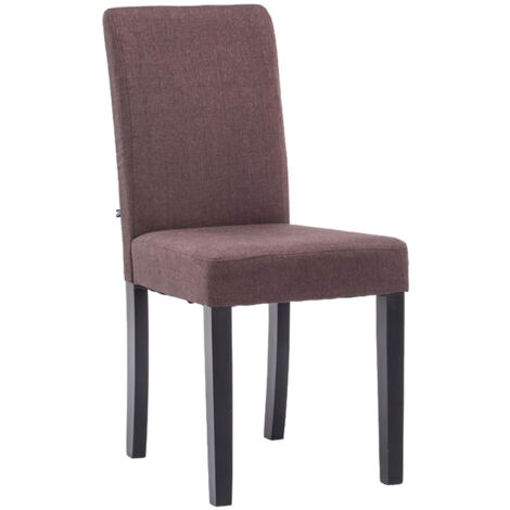 Silla de comedor x1 diseño moderno en tela marrón y patas de madera negra 100002031