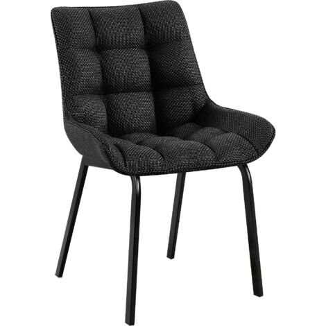 Silla de comedor x1 en tela gris titanio generosamente acolchada base de metal negro 100007296