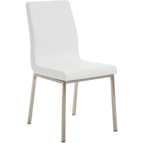 Silla de comedor x1 estilo elegante en PVC blanco y acero inoxidable 100002006
