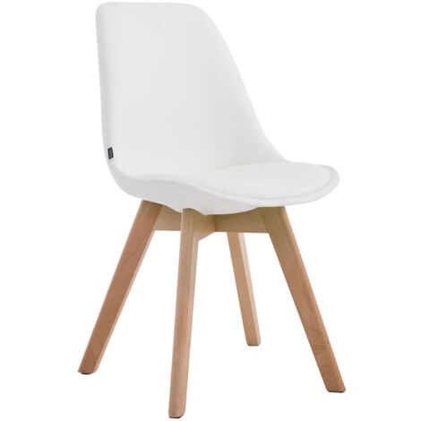 Silla de comedor x1 estilo escandinavo en soporte de PVC blanco 4 patas de madera color claro 100003746