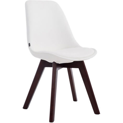 Silla de comedor x1 estilo escandinavo en soporte de PVC blanco 4 patas de madera color nogal 100003751