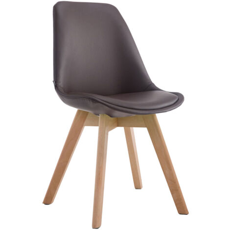 Silla de comedor x1 estilo escandinavo en soporte de PVC marrón 4 patas de madera color claro 100003742