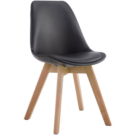 Silla de comedor x1 estilo escandinavo en soporte de PVC negro 4 patas de madera color claro 100003745